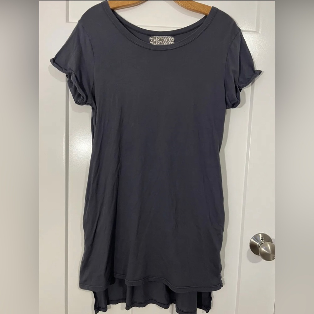 Washed Charcoal Tunic Tee Dress - Unsure Brand